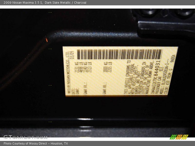 Dark Slate Metallic / Charcoal 2009 Nissan Maxima 3.5 S