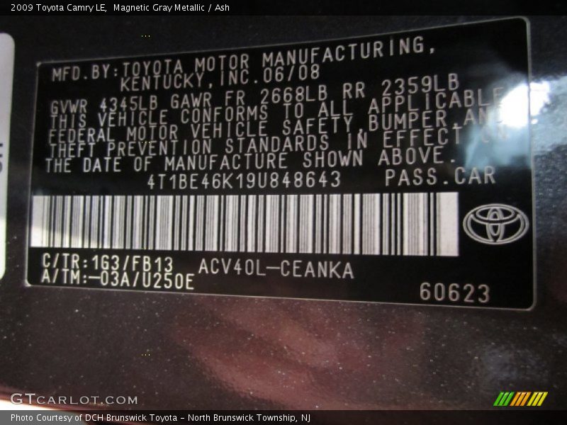 Magnetic Gray Metallic / Ash 2009 Toyota Camry LE