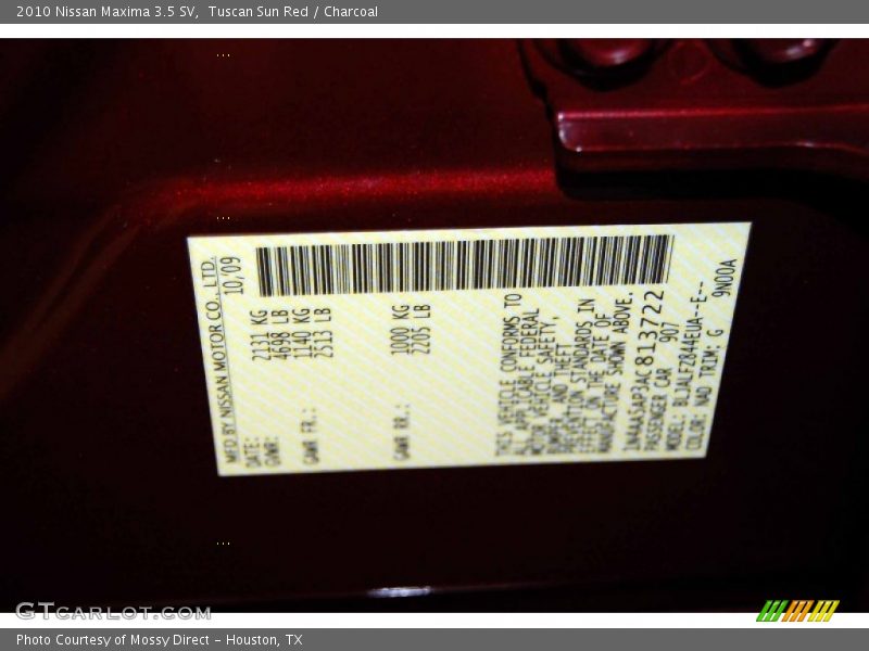 Tuscan Sun Red / Charcoal 2010 Nissan Maxima 3.5 SV