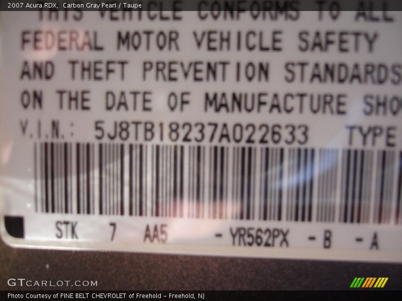 Carbon Gray Pearl / Taupe 2007 Acura RDX