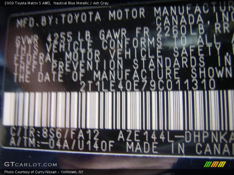Nautical Blue Metallic / Ash Gray 2009 Toyota Matrix S AWD