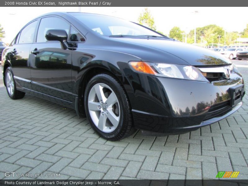 Nighthawk Black Pearl / Gray 2008 Honda Civic EX Sedan