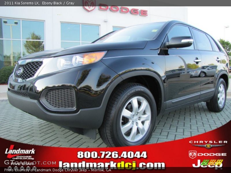 Ebony Black / Gray 2011 Kia Sorento LX