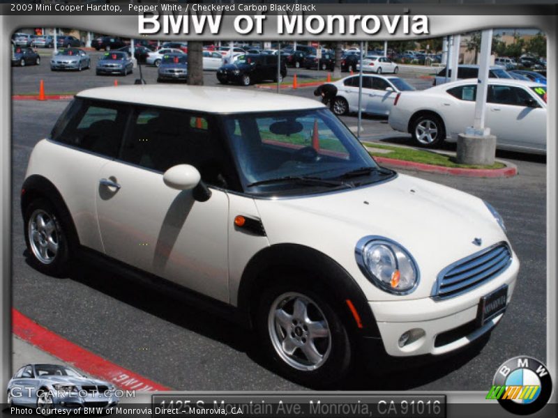 Pepper White / Checkered Carbon Black/Black 2009 Mini Cooper Hardtop