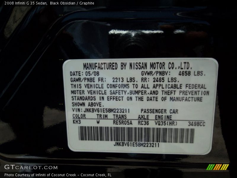 Black Obsidian / Graphite 2008 Infiniti G 35 Sedan