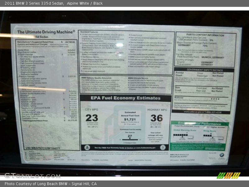 Alpine White / Black 2011 BMW 3 Series 335d Sedan