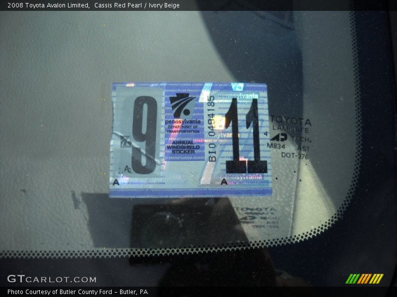 Cassis Red Pearl / Ivory Beige 2008 Toyota Avalon Limited