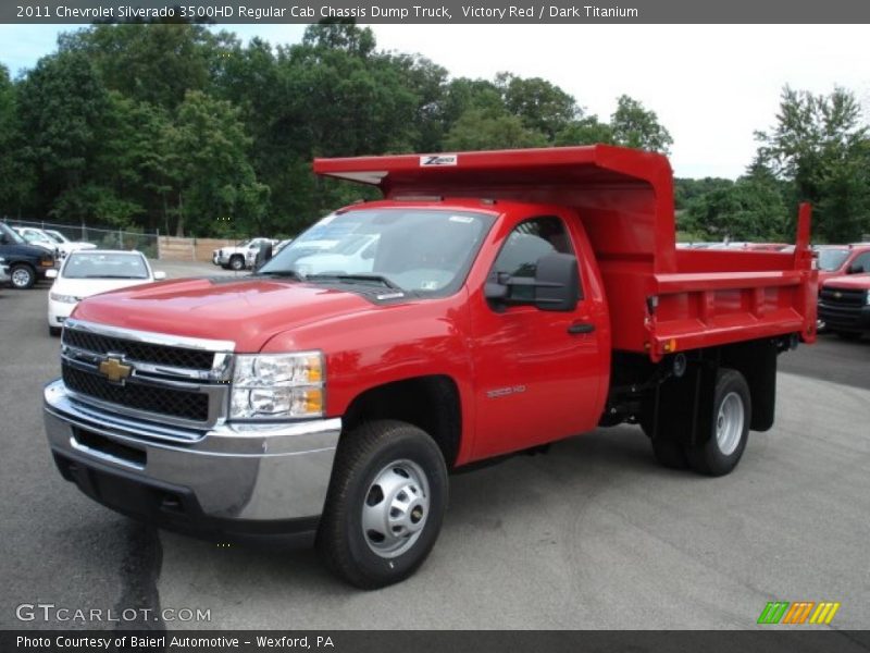 Front 3/4 View of 2011 Silverado 3500HD Regular Cab Chassis Dump Truck