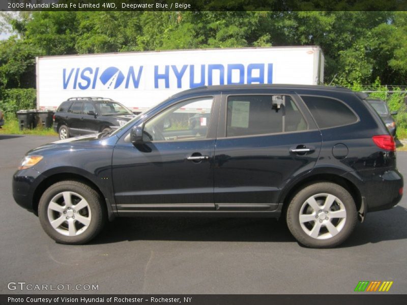 Deepwater Blue / Beige 2008 Hyundai Santa Fe Limited 4WD