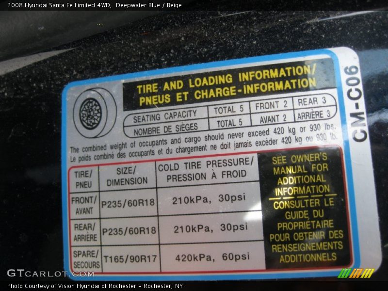 Deepwater Blue / Beige 2008 Hyundai Santa Fe Limited 4WD