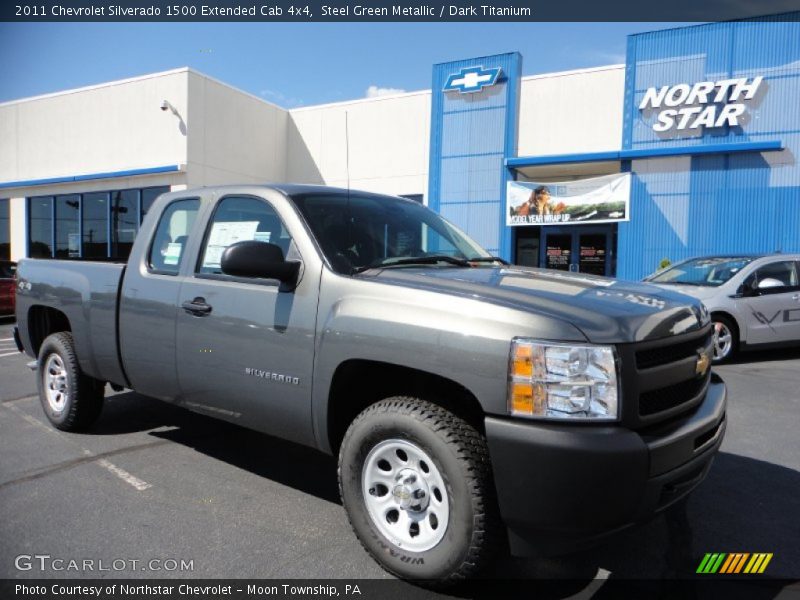 Steel Green Metallic / Dark Titanium 2011 Chevrolet Silverado 1500 Extended Cab 4x4