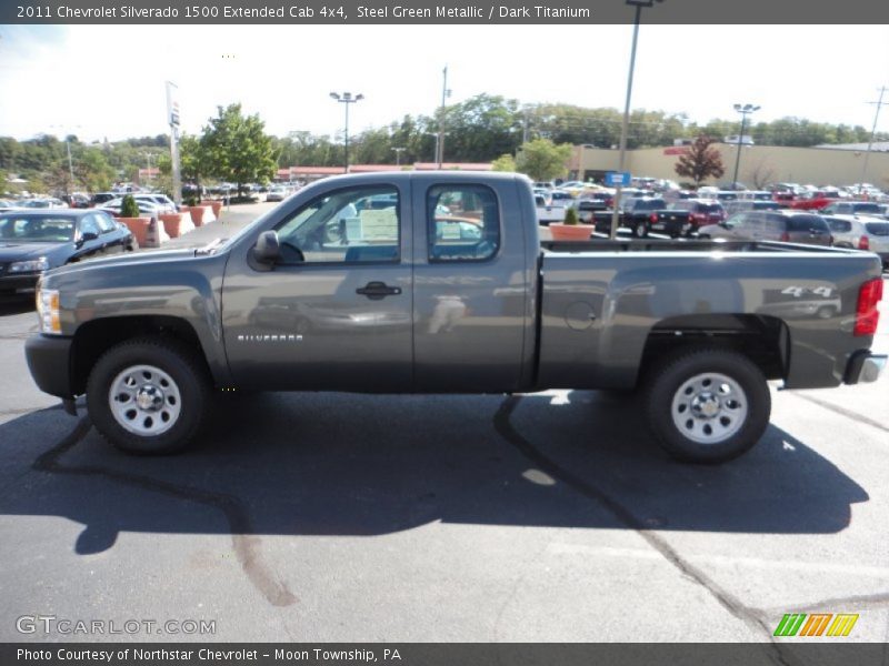 Steel Green Metallic / Dark Titanium 2011 Chevrolet Silverado 1500 Extended Cab 4x4