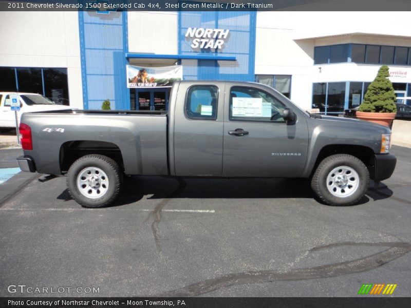 Steel Green Metallic / Dark Titanium 2011 Chevrolet Silverado 1500 Extended Cab 4x4