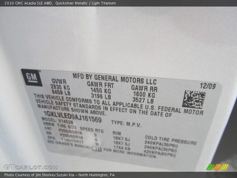 Quicksilver Metallic / Light Titanium 2010 GMC Acadia SLE AWD