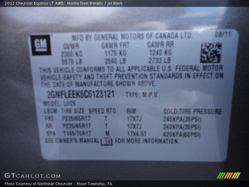 Mocha Steel Metallic / Jet Black 2012 Chevrolet Equinox LT AWD