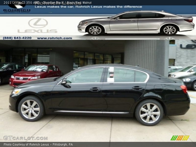 Obsidian Black / Black/Red Walnut 2011 Lexus GS 350 AWD