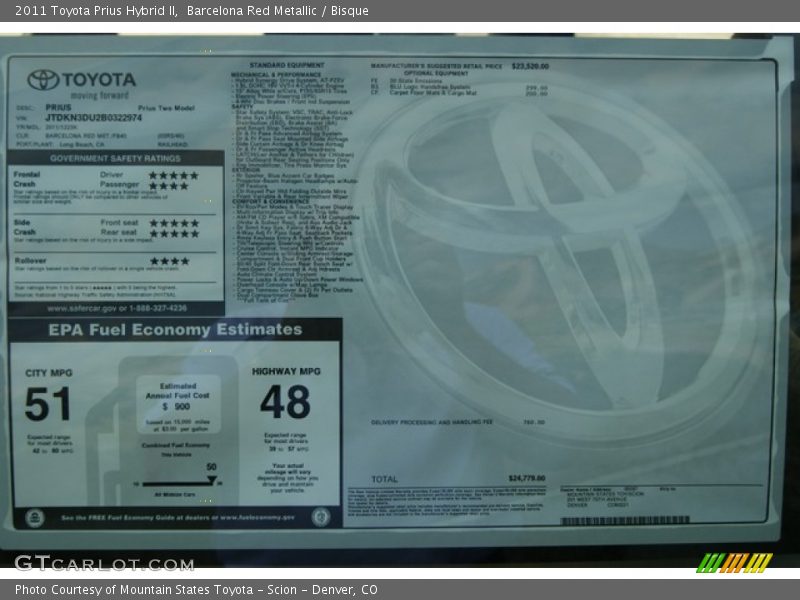 Barcelona Red Metallic / Bisque 2011 Toyota Prius Hybrid II