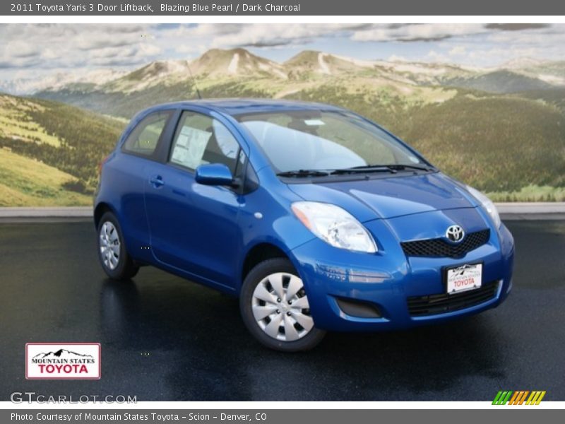 Blazing Blue Pearl / Dark Charcoal 2011 Toyota Yaris 3 Door Liftback
