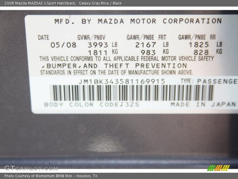 Galaxy Gray Mica / Black 2008 Mazda MAZDA3 s Sport Hatchback