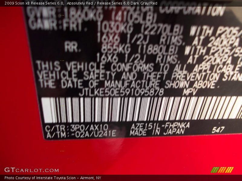 2009 xB Release Series 6.0 Absolutely Red Color Code 3P0