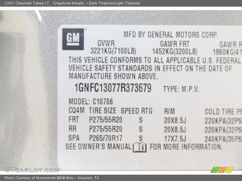 Graystone Metallic / Dark Titanium/Light Titanium 2007 Chevrolet Tahoe LT