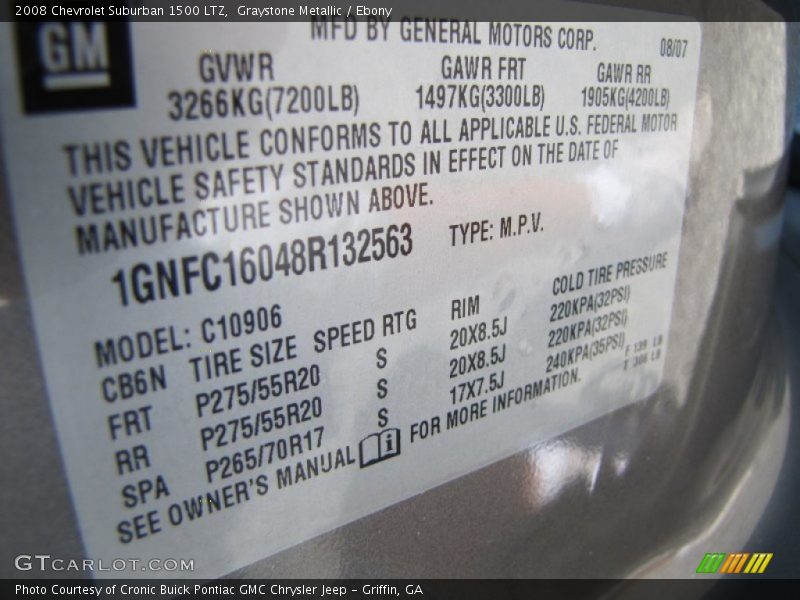 Graystone Metallic / Ebony 2008 Chevrolet Suburban 1500 LTZ