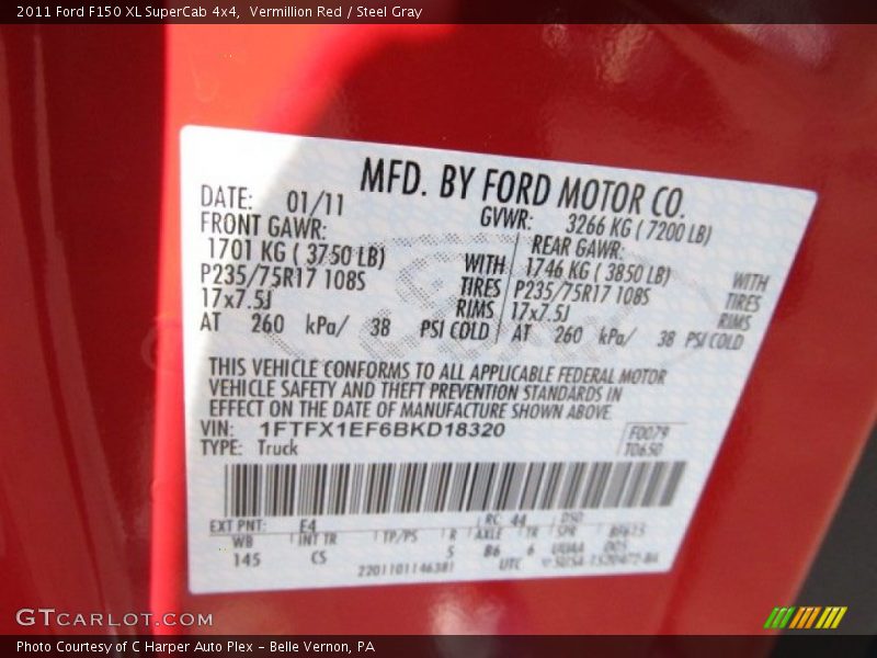 Vermillion Red / Steel Gray 2011 Ford F150 XL SuperCab 4x4