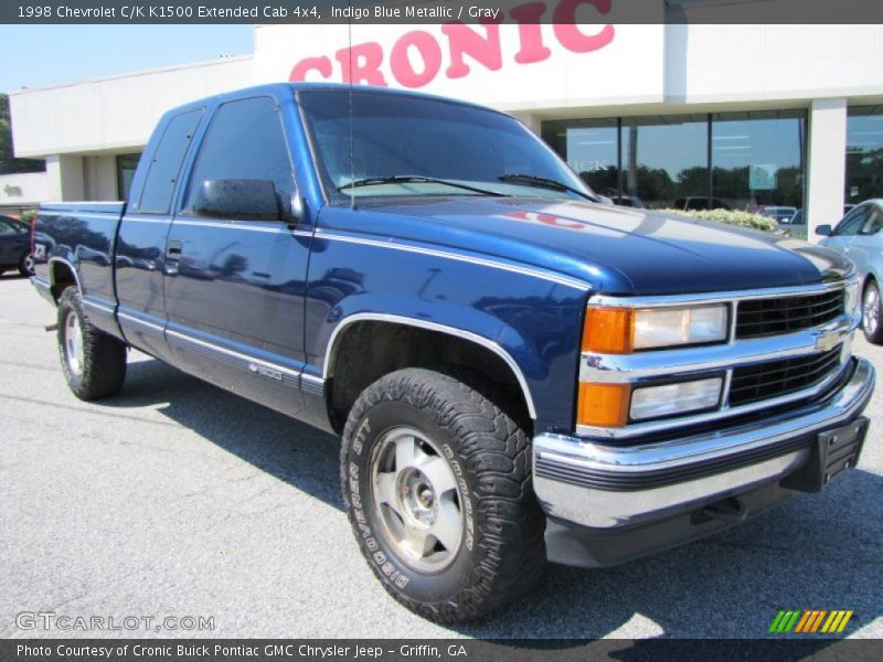 Indigo Blue Metallic / Gray 1998 Chevrolet C/K K1500 Extended Cab 4x4