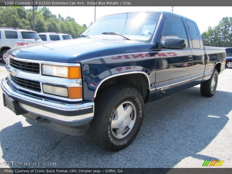 Indigo Blue Metallic / Gray 1998 Chevrolet C/K K1500 Extended Cab 4x4