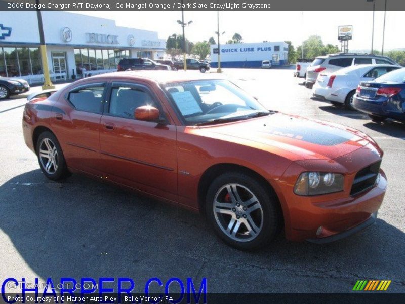 Go Mango! Orange / Dark Slate Gray/Light Graystone 2006 Dodge Charger R/T Daytona