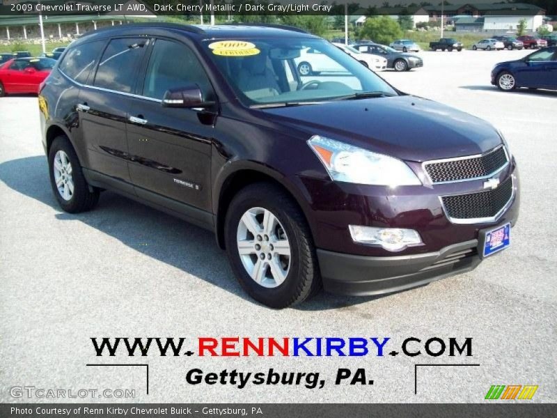 Dark Cherry Metallic / Dark Gray/Light Gray 2009 Chevrolet Traverse LT AWD