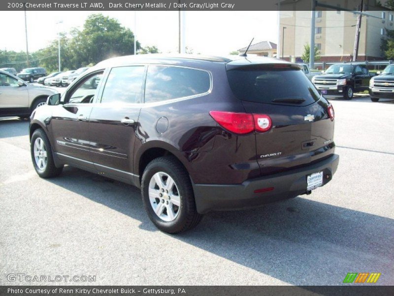 Dark Cherry Metallic / Dark Gray/Light Gray 2009 Chevrolet Traverse LT AWD