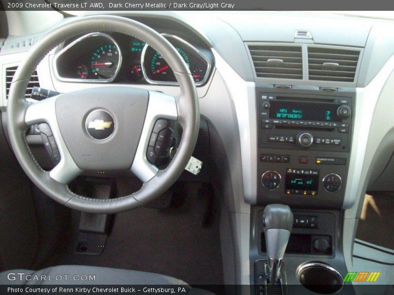 Dark Cherry Metallic / Dark Gray/Light Gray 2009 Chevrolet Traverse LT AWD