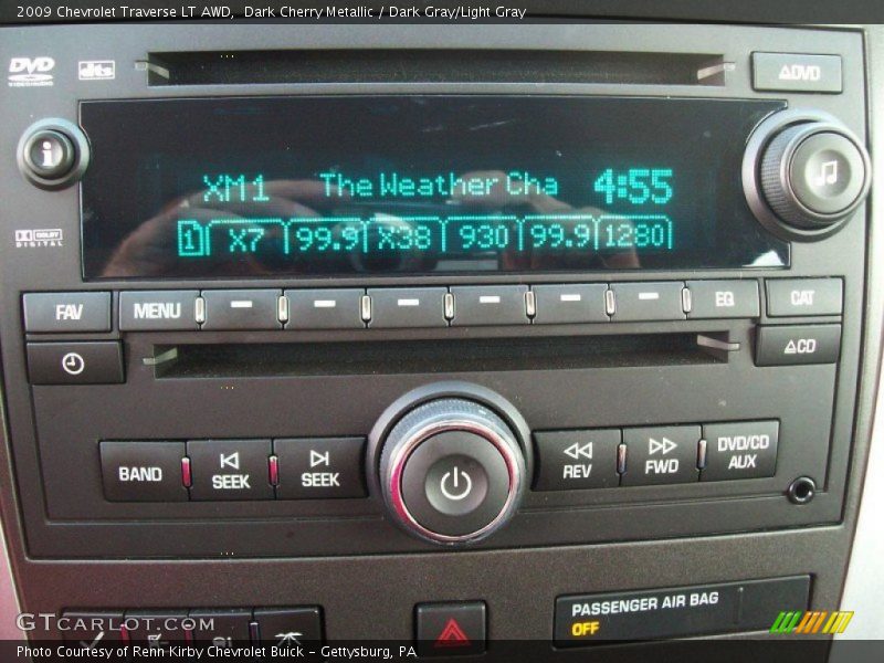 Dark Cherry Metallic / Dark Gray/Light Gray 2009 Chevrolet Traverse LT AWD