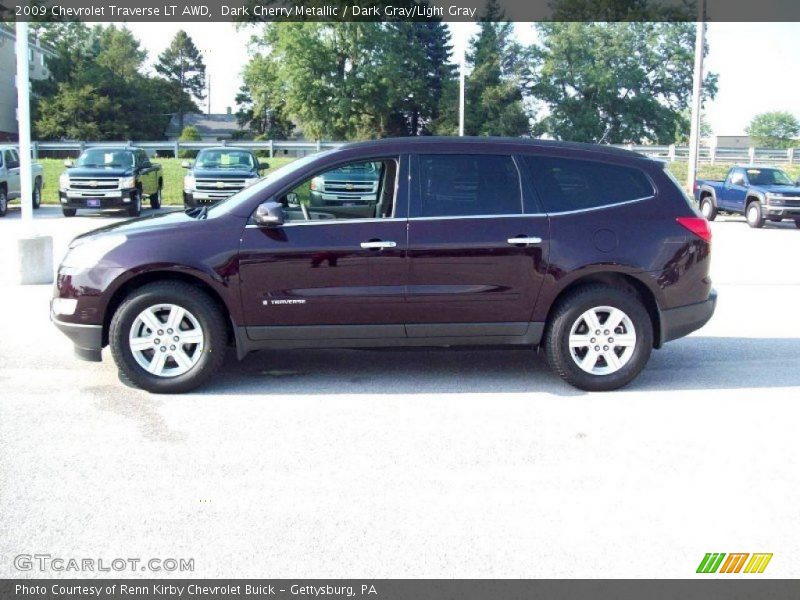 Dark Cherry Metallic / Dark Gray/Light Gray 2009 Chevrolet Traverse LT AWD