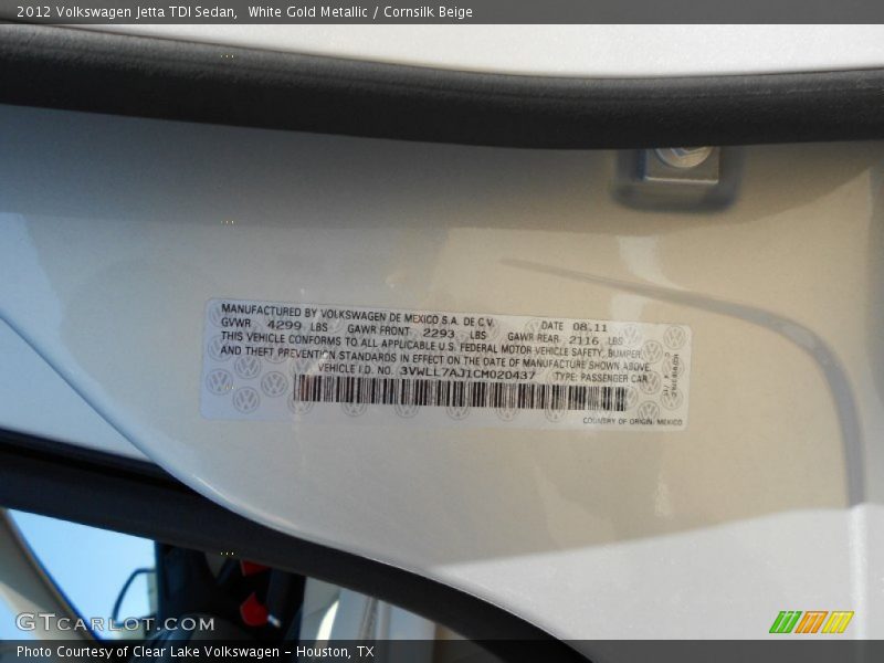 White Gold Metallic / Cornsilk Beige 2012 Volkswagen Jetta TDI Sedan