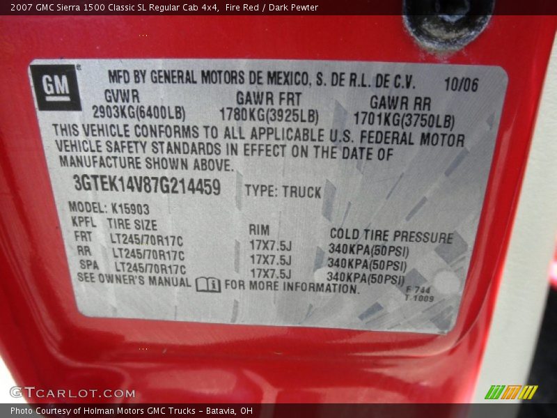 Fire Red / Dark Pewter 2007 GMC Sierra 1500 Classic SL Regular Cab 4x4