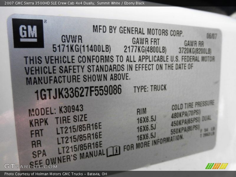 Summit White / Ebony Black 2007 GMC Sierra 3500HD SLE Crew Cab 4x4 Dually