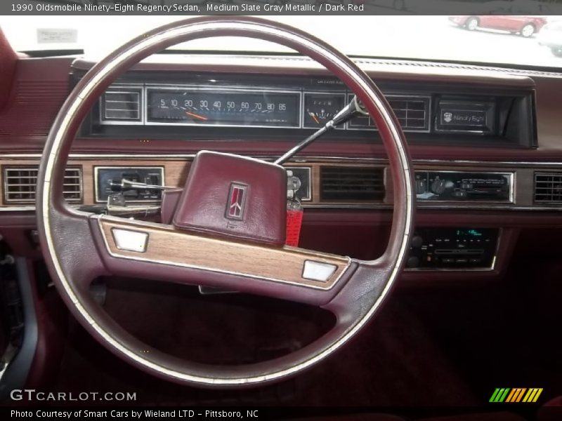 Medium Slate Gray Metallic / Dark Red 1990 Oldsmobile Ninety-Eight Regency Sedan