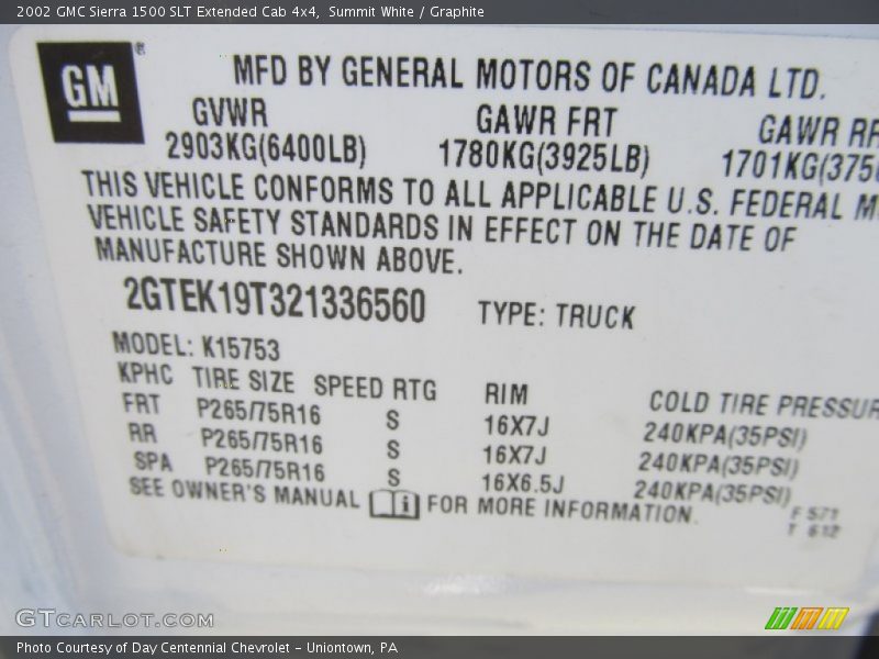 Summit White / Graphite 2002 GMC Sierra 1500 SLT Extended Cab 4x4