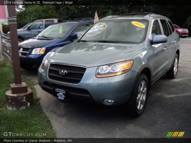 Platinum Sage / Beige 2009 Hyundai Santa Fe SE