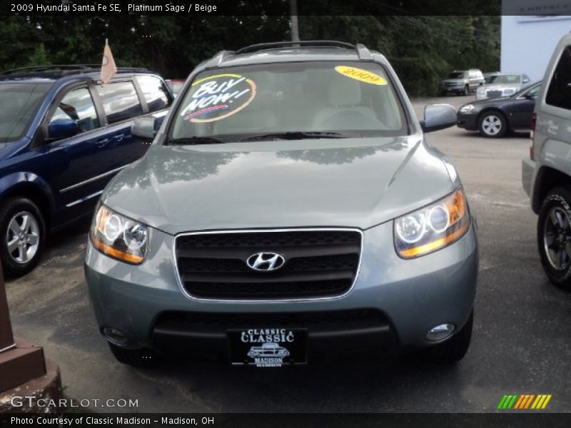 Platinum Sage / Beige 2009 Hyundai Santa Fe SE