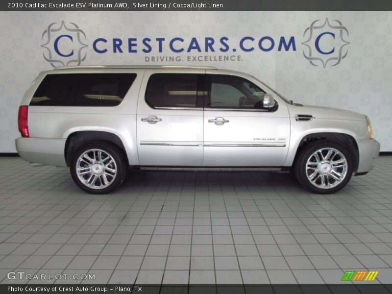 Silver Lining / Cocoa/Light Linen 2010 Cadillac Escalade ESV Platinum AWD