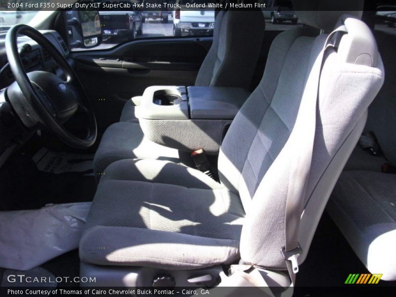 Oxford White / Medium Flint 2004 Ford F350 Super Duty XLT SuperCab 4x4 Stake Truck