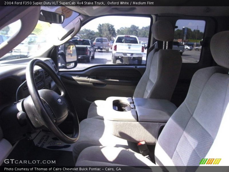 Oxford White / Medium Flint 2004 Ford F350 Super Duty XLT SuperCab 4x4 Stake Truck