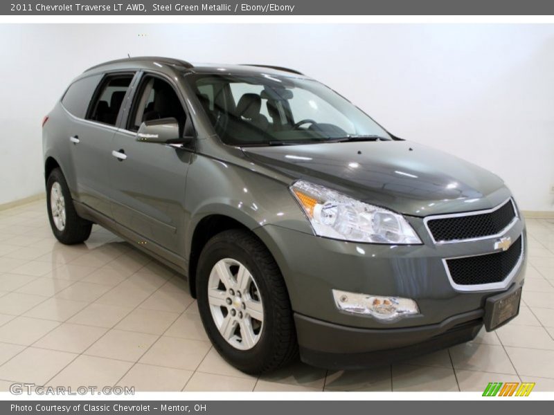 Steel Green Metallic / Ebony/Ebony 2011 Chevrolet Traverse LT AWD