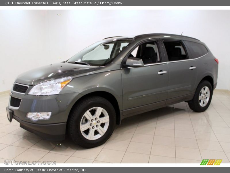Steel Green Metallic / Ebony/Ebony 2011 Chevrolet Traverse LT AWD