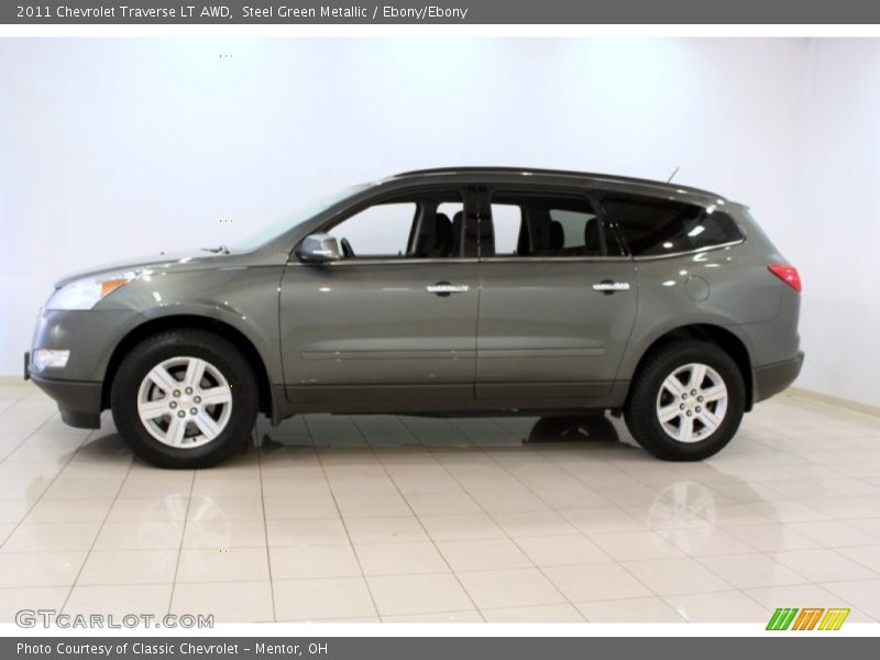 Steel Green Metallic / Ebony/Ebony 2011 Chevrolet Traverse LT AWD