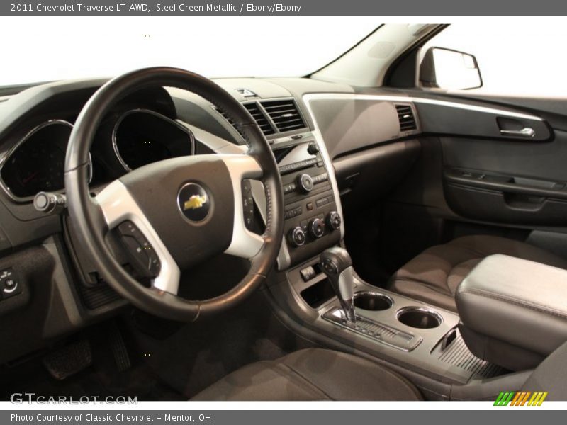 Steel Green Metallic / Ebony/Ebony 2011 Chevrolet Traverse LT AWD