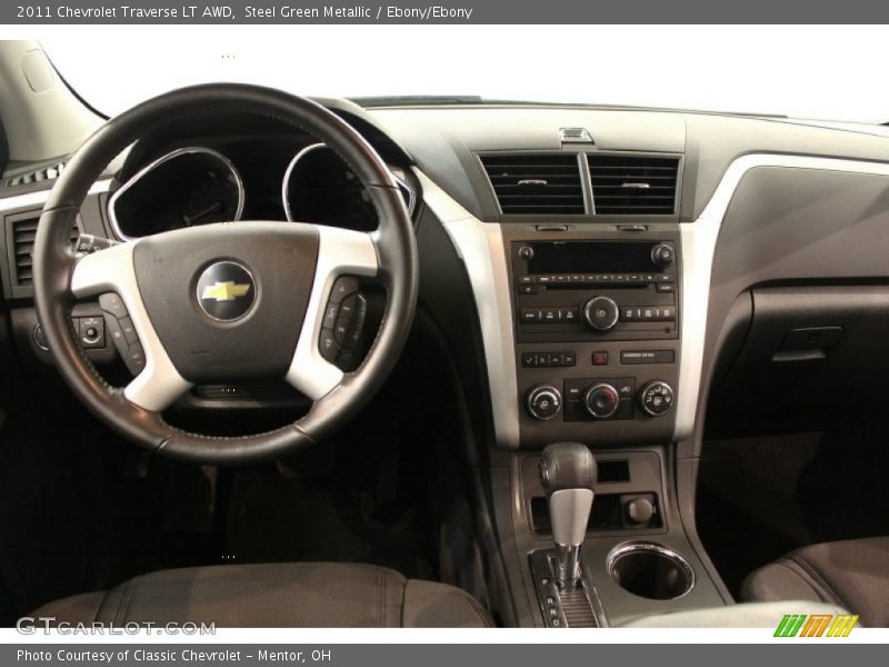 Steel Green Metallic / Ebony/Ebony 2011 Chevrolet Traverse LT AWD